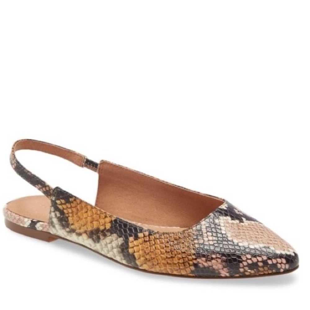 MADEWELL Margo Snakeskin Slingback Mule Flats